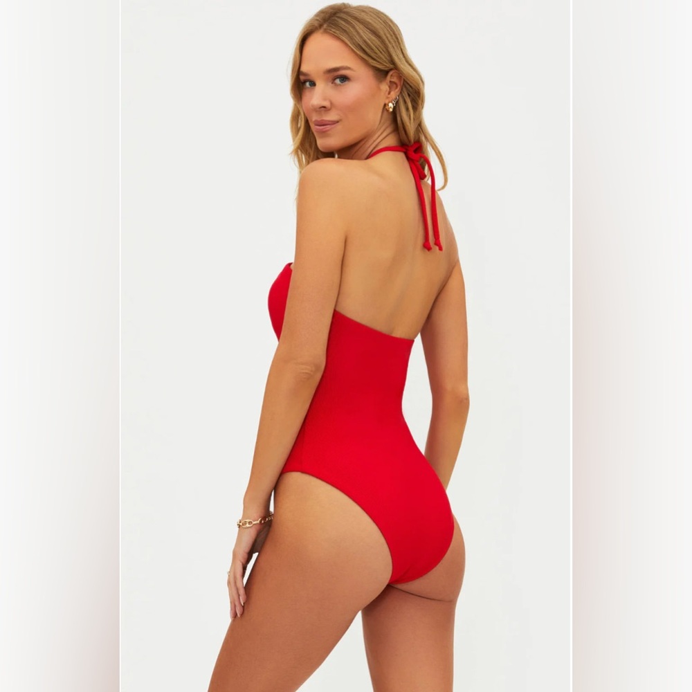Beach Riot Phoenix Halter One-Piece Swimsuit; Color: Red; Size: Large - Picture 8 of 16